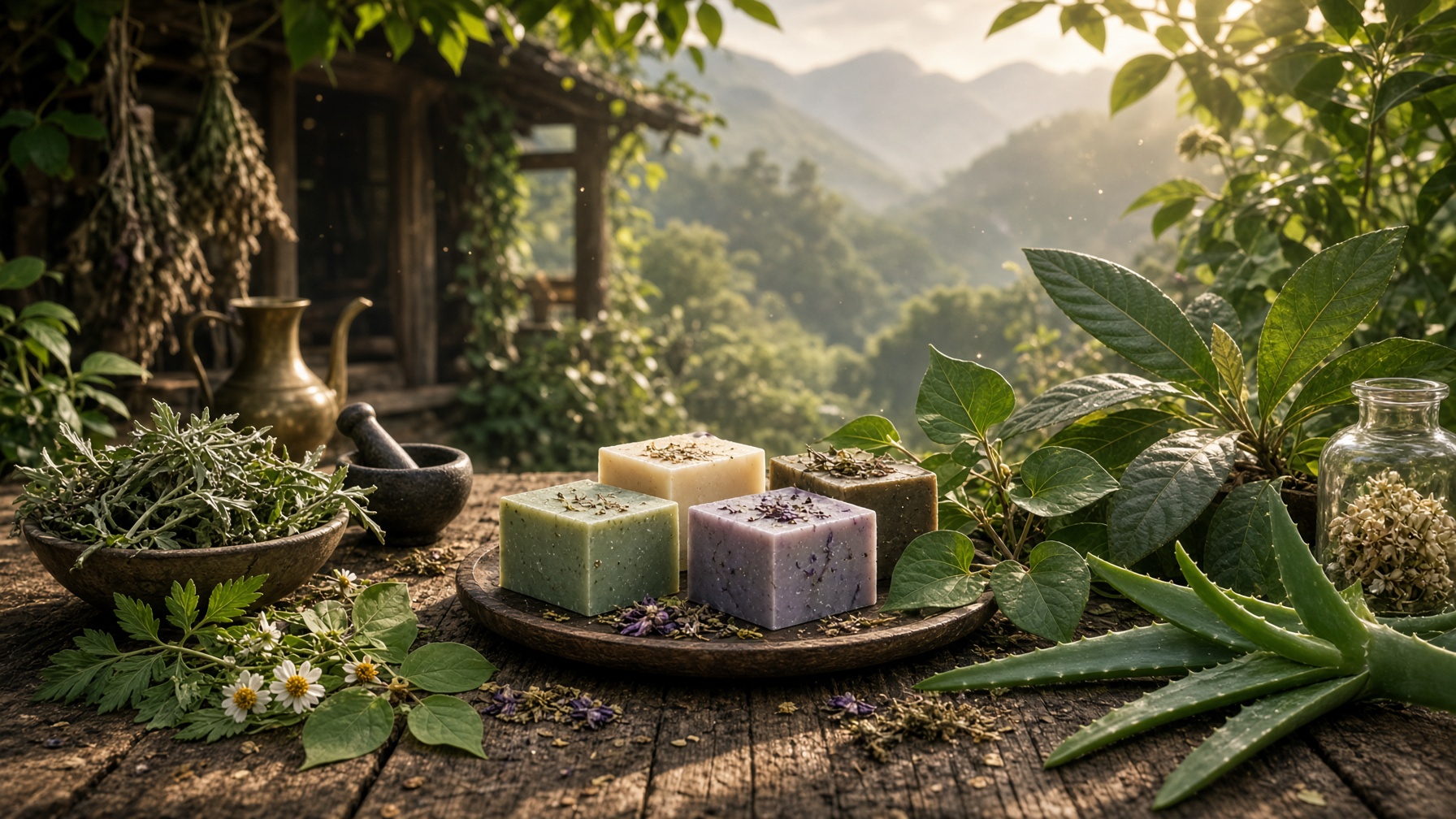 山居草木與手工皂——四款草本手作皂搭配自然素材